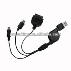 USB charging cable with connector for iPhone, mini and micro