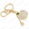 White stone and Apple alloy keychain with gold plated