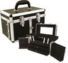 Aluminum beauty case with two trays.