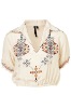 2011 new fashion ethnic white embroidered v-neck women blouses