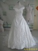 Cap sleeve V-neck beading crystal bodice ivory fishnet taffeta organza wedding gown