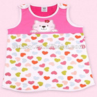 Two layers pure cotton printed & embroidered cat pattern vest style baby sleep bag