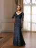 2012 elegant Organza short sleeve V-neckline mother evening dress OLM112