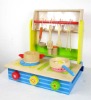 foldable wooden playing kitchen for kid with accessories