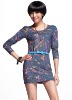 OEM cotton long sleeve full printing dress