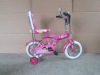 12 inch pink kids' bicycle with high back support and bag, children bike, children bicycle