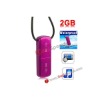 2GB IPX7 Touch Button MP3 Waterproof Player(Hot Pink)