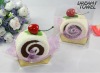 deluxe packing flower roll shaped cake towel with fake cherry