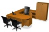 wooden boss office desk with filing cabinet