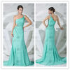 Real photo new design one shoulder beading sweep train evening dress