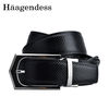 Mens Black Leather Double Ring Metal Buckle Belt