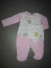 100%cotton baby girls pink long sleeves interlock romper