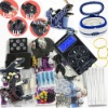 Professional Tattoo Kit Dual LCD Power 3 Machines Guns 3 Grips 14 Inks 100 Needles AND Ultrasonic Cleaner