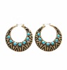 2011 Fall Earrings, Turquoise Tone Tribal Hoop Earring