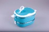 1.8L 2-layer oval plastic food container+Stainless Steel lunch box with handle 4002