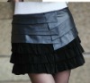 2012 PU leather leather skirt skirt skirt cake super short pleated skirt