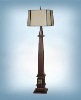 Hand painted MDF floor lamp w/reversed glass painting with hand painted shade