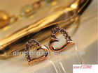 316L stainless heart diamond charm earrings