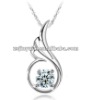 Round Cut CZ Diamond Angel Wing Pendant