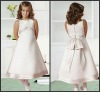 K4518 Lovely White Ankle-length With Bow Satin Flower Girl Dress