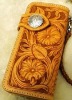 Hand Tooled Cowhide Lotus Engraved Wallet