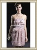 New Pleated Strapless Short Sequin Cocktail Dress With Ruched And Bow