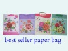 Novel Design Flower Printed Paper Bag with string