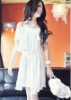 Elegant double flouncing design white chiffon shoulder-straps fashion dress FY2630