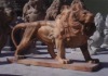 Pink walking stone lion garden sculptures