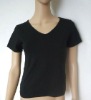 Ladies' cotton black V-neck T-Shirt