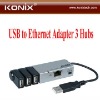 USB Ethernet adapter Lan Adapter 3 port USB Hub USB to Ethernet Adapter