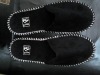 Black cotton velour embroidery man and woman slipper