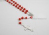 Women's Catholic Rosary, Red Plastic Heart Beads Item:SJDX007