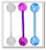 Body jewelry, Bioplast UV Glitter Tongue Ring Barbells