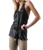 2011 newest fashion black satin backless women blouses