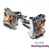 mens square cz cuff links stainless steel sleeve button