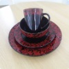 16pcs red&black dinnerware set