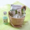 4psc basket bamboo Bath travel gift Set