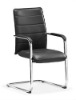 Black Leather & Chrome Modern Conference Chair CH888