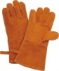 14" cow split leather welding gloves AB class in brown