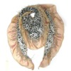 shine golden pink scarf with leopard design with golden tassel