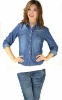 ladies cotton demin with fancy stitching classic shirt