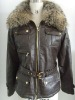 Ladies' Genuine Leather Jacket with Fox Collar