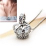 rhinestones crown shape alloy pendant metal ball chain necklace jewelry