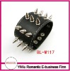 fashion wholesale black leather bracelets with spike