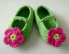 Soft Sole Hand Crochet Baby Girls Shoes with Crochet Flower Pattern ( 4154 )