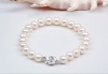 fashion pearl jewelry 8-9mm AA Round Pearl Bracelet in white color with 14k gold clasp