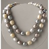 14K Two-Row Circled Baroque Pearl Necklace