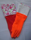 Fashion long cuff rubber glove with cotton material inside