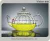 Borosilicate glass tea pot with strainer